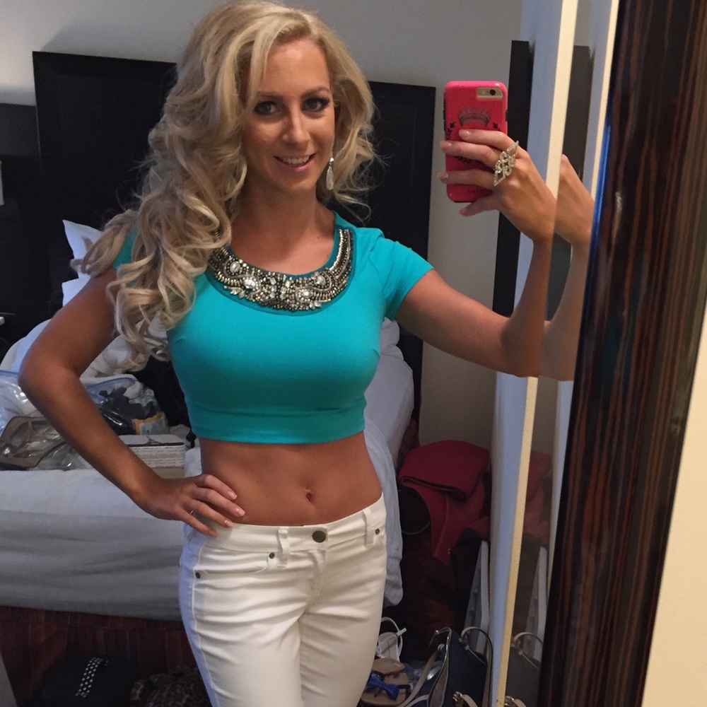 Teal crop top